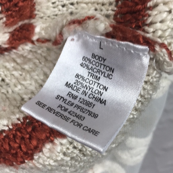 Pink Rose Creme & Burnt Orange Striped Sweater Top - Picture 5 of 10